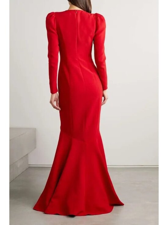 NWT $4450 Andrew GN Lace Up Crystal Embellished Crepe Gown Red Size 6 - Picture 3 of 8